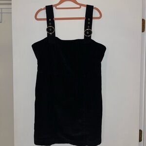 Forever 21 Black Mini Corduroy Overall Dress